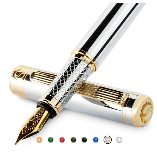 Scriveiner - Pluma estilográfica con acabado dorado de 24 quilates, pluma Schmidt de 18 quilates (mediana), estuche ideal para hombre y mujer, profesional, director, oficina, hermoso bolígrafo