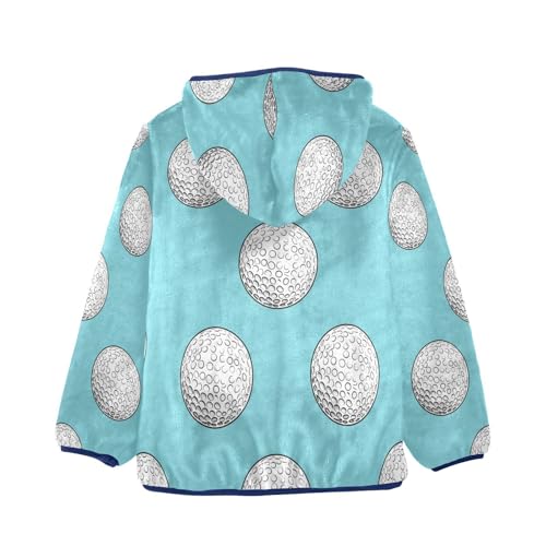Golf Balls on Blue Toddler Fleece Jacket Girl Boys Hooded Fleece Jacket Coat Warm Outwear Zip-up 3-10T2