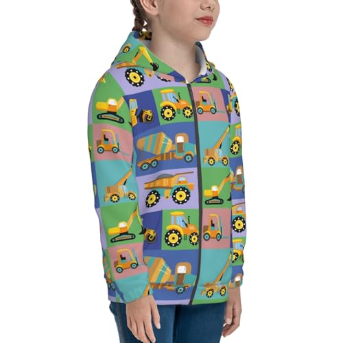 Construction Machinery Kid Hoodies Boys Zip Up Sweatshirts Girls Pullover with Pocket4