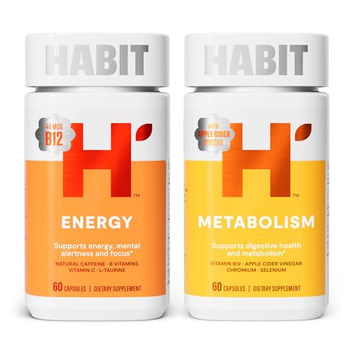 Habit Focus & Fire Bundle. Energy (60 Capsules) + Metabolism (60 Capsules), Enhance Alertness and Metabolic Health* Vegan, Non GMO