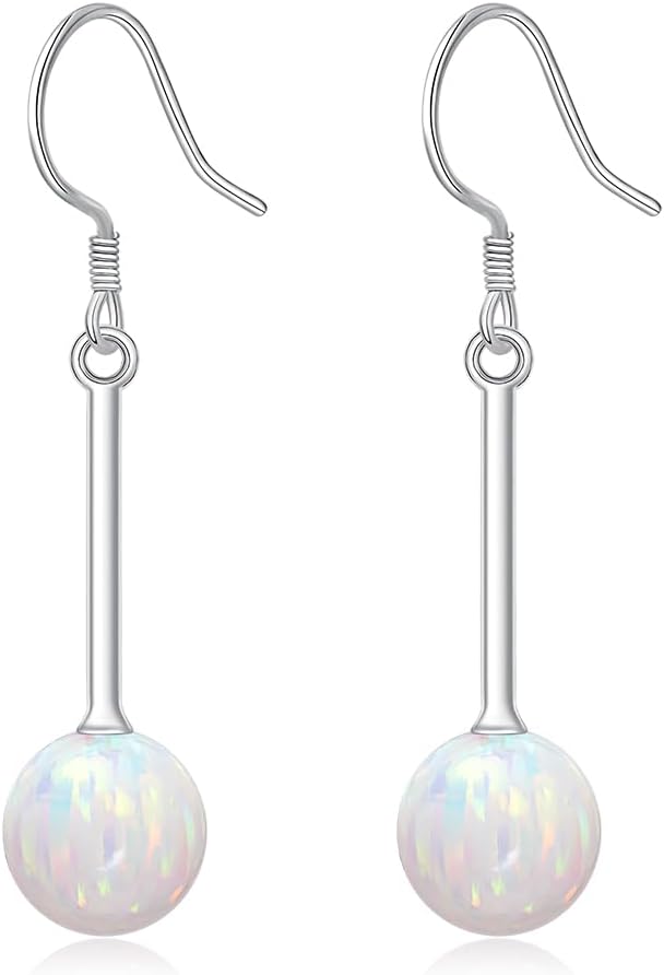 Opal Earrings for Women 925 Sterling Silver Elegant Dangle Drop Earrings Opal Jewelry Gifts for Women Mothers Day Gifts