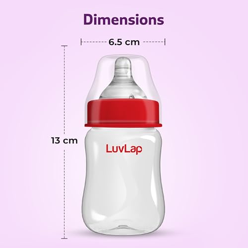 Image of LuvLap Anti-Colic Wide Neck Natura Flo Baby Plastic Feeding Bottle, 150Ml, New Born /Infants /Toddler Upto 3 Years, BPA Free