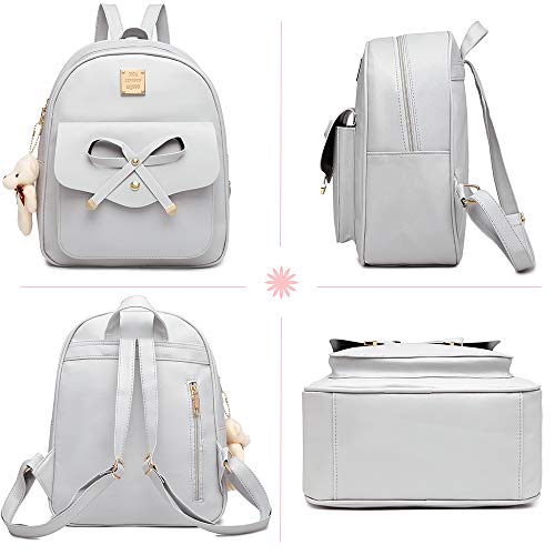 Image of MACCINELO Cute Leather Mini Backpack Purse for Women Bowknot Small Backpack for Girls gift Rucksack Ladies Shoulder Bag 3pcs