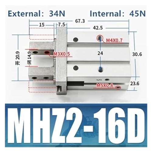 Cilindro neumático MHZ2-16D de doble efecto para automatización industrial 3