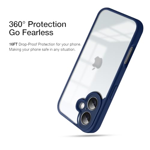 Image of KARWANBack Cover |Shockproof Bumper Case | Full Camera Protection | Raised Edges | Super Soft Side TPU | Bumper Case for iPhone 16 - Blue