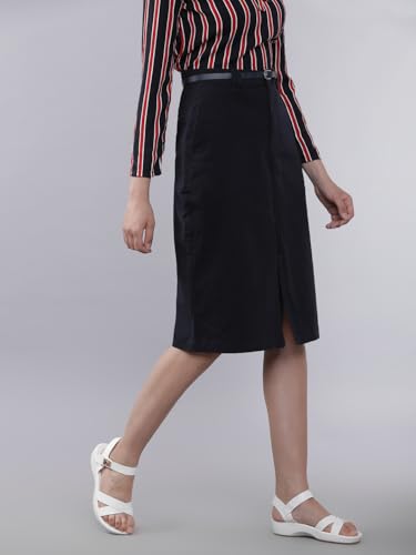 Image of Tokyo Talkies Women's Regular Fit Pencil Skirts | Strachable Skirts| Mid-Rise| Women Skirt | Skirt for Women