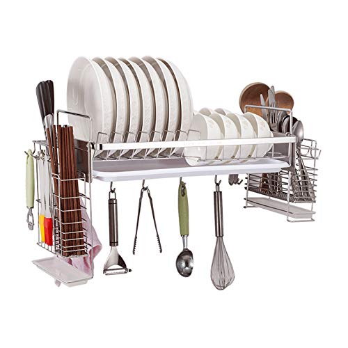 CZZZ Escurridor De Cubiertos -Soportes para Platos,Secaplatos De Cocina,Soporte Engrosado,Estable Y Duradero,Estante para Secar Platos,Montado En La Pared,para Encimera De Cocina,Soportes Escurridor Cover