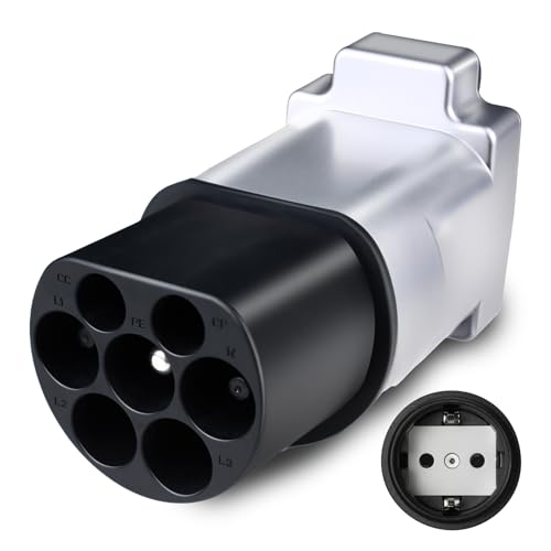 GUWIEYG Adaptador Tipo 2 a Schuko, Tipo 2 a Enchufe Europeo para Motocicletas Eléctricas y Bicicletas Eléctricas, Cargador EV de 16 A o Adaptador de Estación de Carga IEC 62196