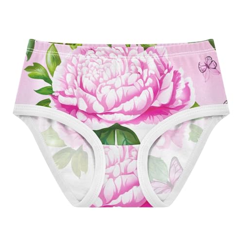 Colorful Toddler Girls Underwear 2t Cotton Panties Little Girl Pink Peonies Green Leaves Briefs Undies Kids