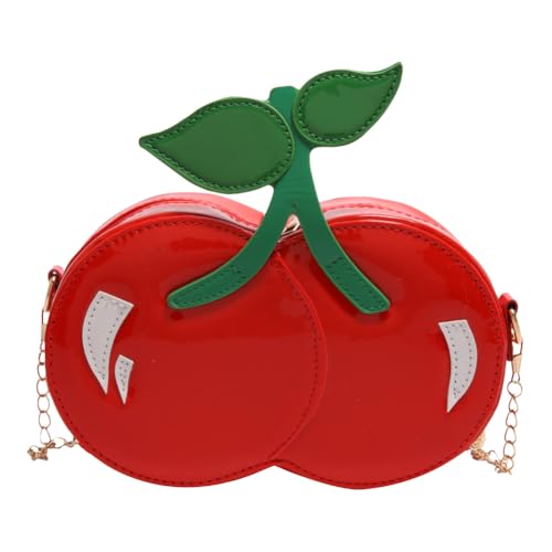 Women Cherry-Shaped Shoulder Bag with Chain Lovely Crossbody Bag PU Leather Versatile Handbag Travel Shopping Commute Bag