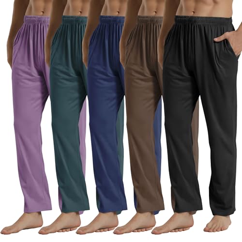 Mens Pajama Pants Sleep Lounge Bottoms Soft Comfy Long Pj Pant Sleepwear with Pockets