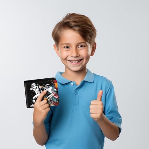 Image of Teen Boys Wallet, Cool Football Wallets for Kids Son 9-12 /8-10 /8-12 with Wallet Card, Funny Leather Bifold Rfid Blocking Wallet, Purse Coin Pocket Id Window for Men Boy Male Youth Guys Gifts