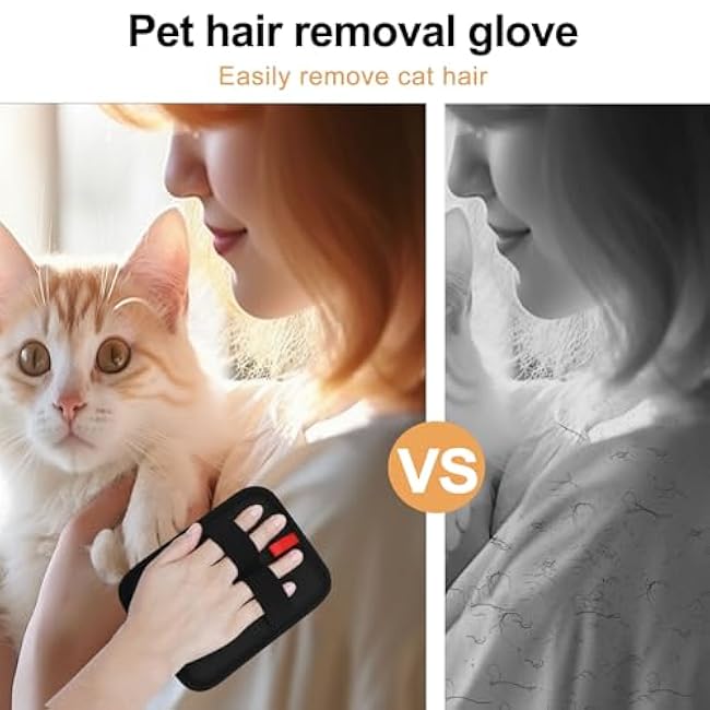 Pet Hair Removal Glove, Electrostatic Pet Hair Removal Gloves, Cat Comb, Dog Comb, Washable Reusable Dogs Cats Hair Gloves for Furniture, Bed, Sheets, Couch, Clothes, Carpet, Car Seat, Curtain-WWCmTKZq