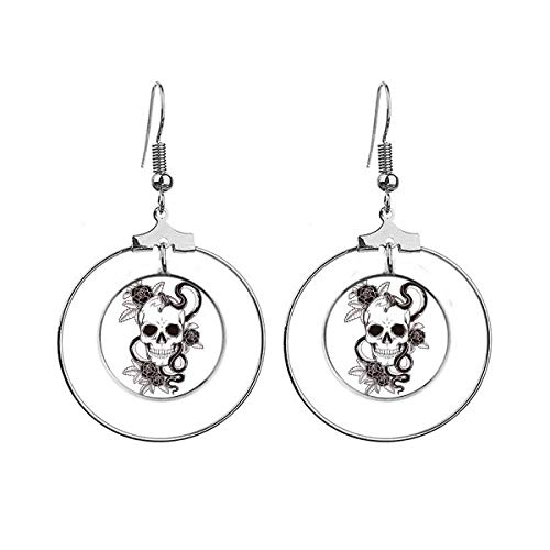 Boucles d'oreilles tête de mort et serpent avec finitions ciselées haut de gamme