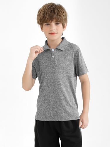 Resinta 3 Pack Boys Dry-Fit Active Athletic Performance Polo Short Sleeve Golf Shirt Cool Quick Dry Training Workout Shirts3