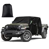 Car Cab Cover for Jeep Gladiator 2020-2023, Jeep Wrangler Covers 4 Door Waterproof with Driver Door Zipper Windproof Straps All Weather Snow Rain UV Protection