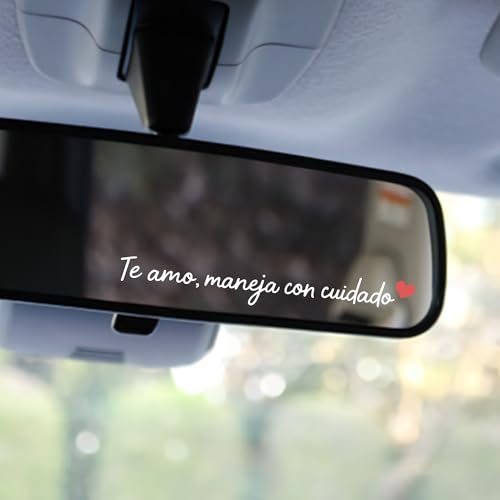 Image of Miarita 3X I Love You Drive Safe Mirror Sticker Spanish, Te Amo Maneja Con Cuidado, Cute Car Stickers for Womens, Car Decals for Women, Rear View Mirror Sticker, Lovely Gifts Her, Him (White)
