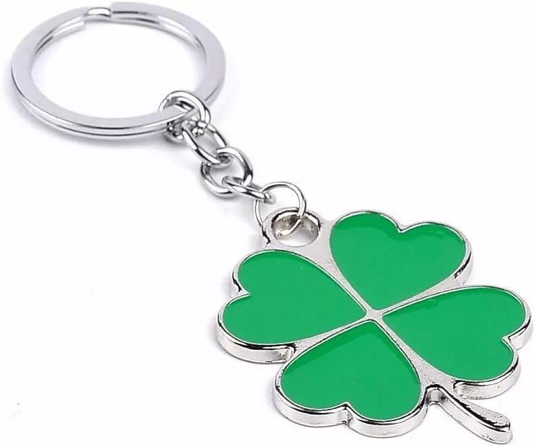 Gift Keychain Key Ring Lucky Four-leaf Clover Fortune Keychain Shamrock Sparkling Charm Keyring Gift