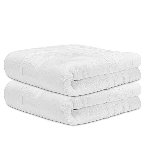 DECASATEXTIL Pack de 2 Toallas Baño Grandes 70x130 cm - 100% Algodón Blanco Suave y Absorbente - Toalla Blanca de Ducha - Juego de Toallas para Hogar y Hostelería