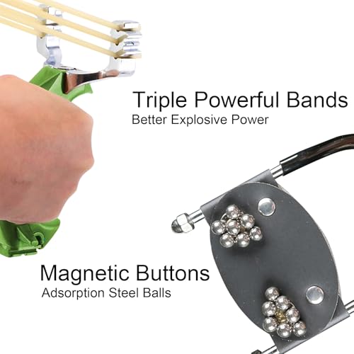 Professional Wrist-Braced Slingshots Set for Hunting, High Velocity Tactical Wrist Support Sling Shot with Ammo Balls & Replacement Bands (Target Practice Kit)