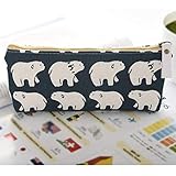 Adorable Wald und Tier Leinen Federmäppchen Stift Reißverschluss Tasche Coin Organizer Make-up Costmetic Bag Pouch, Eisbär kostengünstig und langlebig