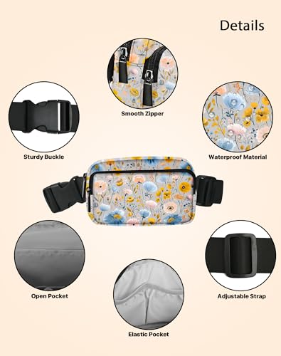 Image of Flower Fanny Pack for Women Belt Bag Fashion Everywhere Waist Pouch Lightweight Crossbody Bags with Adjustable Strap
