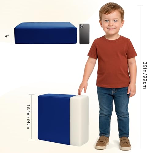 Image of Eiury Booster Seat for Kitchen Chair, Toddler Booster Seat for Dining Table, Waterproof PU Leather Kids Seat Cushion with Adjustable Straps, Non-Slip Bottom, Wipeable Seat Pad,Dark Blue