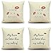 Lieson Fundas de cojín decorativas de 50 x 50 cm, 4 unidades, fundas de cojín de 50 x 50 cm, labios rojos, frases inglesas, color beige, negro, lino