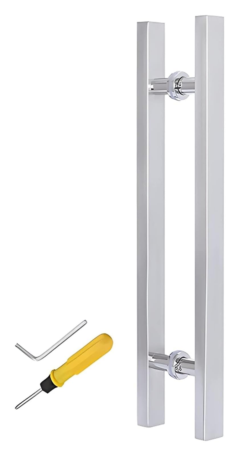BHGFYXBS Push Pull Door Handle Double-Sided Sliding Barn Door Handles, Entryway H-Shape Handles With Fitting, For Shower Glass Wooden Door,Silver-Length 60Cm(23.6Inch),Silver-Length 60cm(23.6inch)
