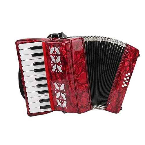 BROLEO Accordion, Fine Workmanship 8 Bass, Red, For Beginners to Play