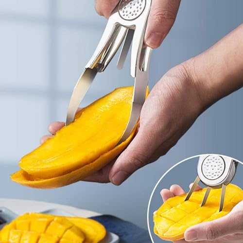 Foto von Angelkiss Mangoschneider, Edelstahl Mangoteiler, Extragroß, Ultrascharf, Tragbar, Schneider Fruchtkernentferner, Benutzt für Mango Teilen & Entkernen KüChenwerkzeug,