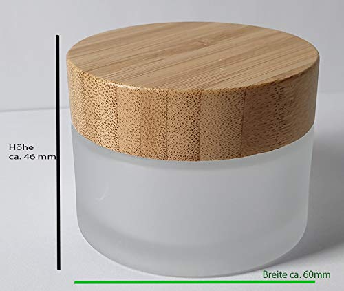 Premium Glass 50 ml Glass jar First-Class Workman with Bamboo lid ecologically Valuable, White Matt, Diameter approx. 60 mm - Image 2