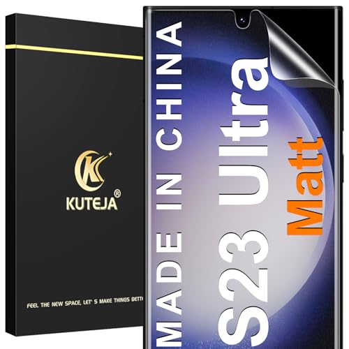 Kuteja Matt Schutzfolie für Samsung Galaxy S23 Ultra [3 Stück] Fingerabdruck-ID Unterstützen Full Screen Matte Schutzfolie Anti-Fingerabdruck