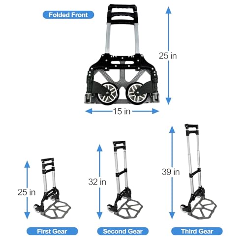 Image of Folding Stair Climbing Shopping Cart Trolley Home 4 Wheels Stair Climber Gift Wheel Roller Foldable Stainless Steel Travel Trolley Handheld Market (80 kg Luggage Trolley)