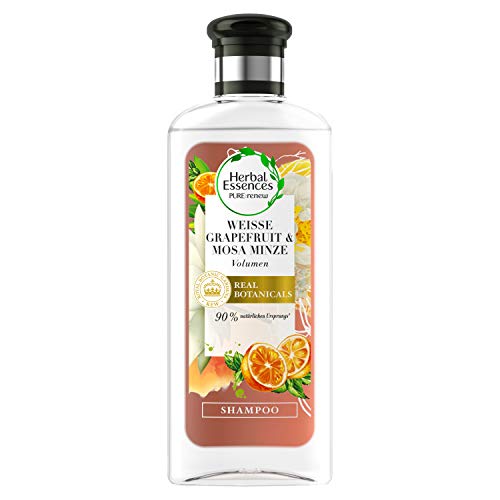Herbal Essences PURE:renew Weiße Grapefruit & Mosa Minze Volumen Shampoo, 250 ml, Shampoo Damen, Haarpflege, Shampoo Volumen, Minze Shampoo, Grapefruit Shampoo, Haarpflege Volumen