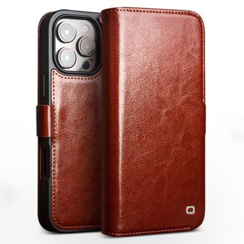 Housse iPhone 16 Pro Max en cuir marron avec fentes pour cartes