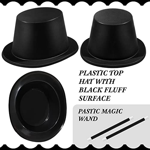 Satinior 24 Pieces Plastic Wands Top Hats Magician Hats Costume Top Hat Plastic Derby Victorian Hat For Adults And Kids Dress Up Party Birthday Supplies #TOP2