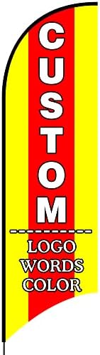 YUNBABA Custom Feather Flag Advertising Store Sign Swooper Banner Personalized Your Picture Logo Text 1.6 x 6.6 FT (Hardware Not Included), Single/Double Sided