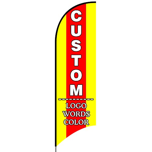 Yunbaba Custom Feather Flag Advertising Store Sign Swooper Banner Personalized Your Picture Logo Text 1.6 X 6.6 Ft (Hardware Not Included), Single/Double Sided #TOP2