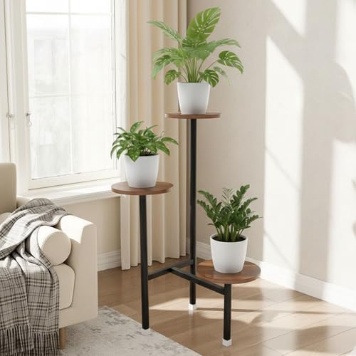 Image of Metal Touch Multi-Tiered Metal Flower Pot Stand - Indoor 6 Layer Tier Iron Plant Pot Display Plant Pot Holder Tall Plant Flower Shelf for Living Room Balcony Living room & Court Garden (T Corner Black)