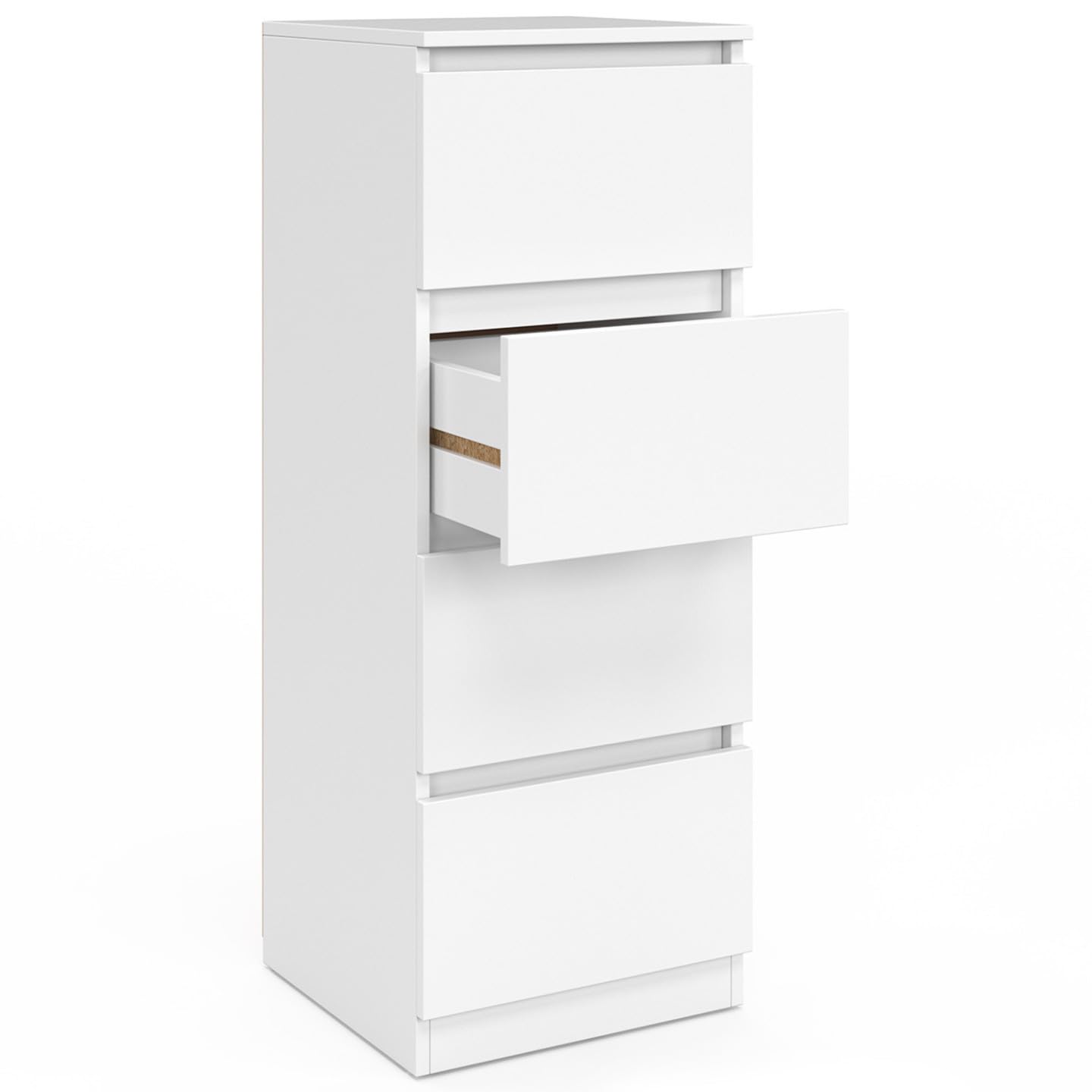 IDMarket - Mueble auxiliar 4 cajones TOMI 30 cm cajonera de madera blanca para entrada y cuarto de baño