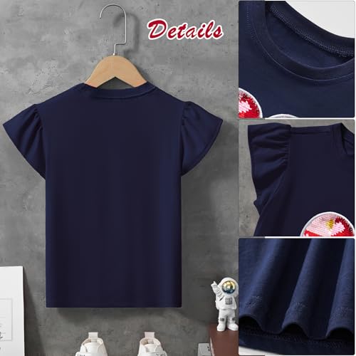Image of Toddler Girl Short Sleeve Shirt Love Heart Top Girls 4th of July Shirts