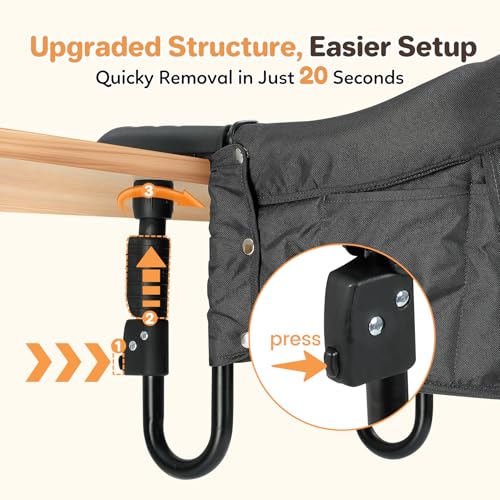 Image of Ezebaby Hook on High Chairs, Secure Clip on High Chair for Baby, Compact Fold-Flat for Easy Storage, Fast Table Chair with Baby Seat, Portable Highchair Attaches to Table for Travel, Black