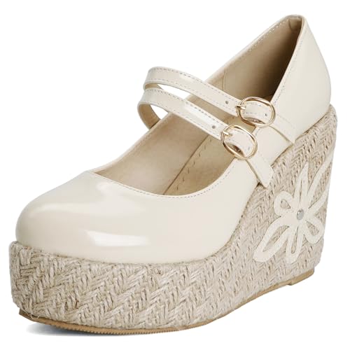 Gicoiz Platform Wedge Espadrilles Women Round Toe Shoes