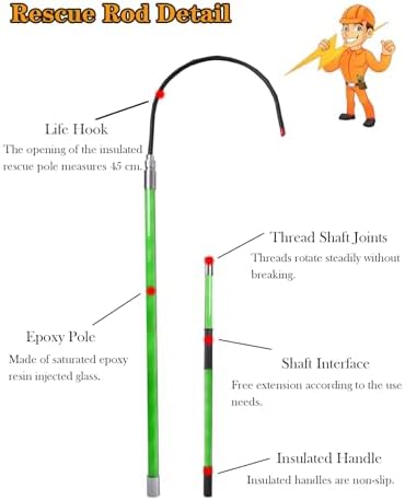 Lightweight Emergency Rescue Hook for Aerial Work, Electric Vehicle Recovery, Construction Sites – 300 cm/118in Life-Saving Pull Tool (Yellow)