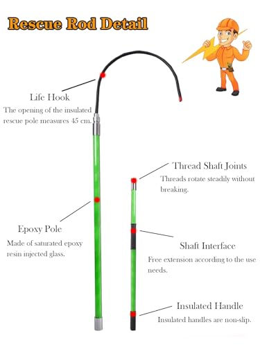 Image of Lightweight Rescue Hook for Aerial Work, 300cm Life-Saving Pull Tool for Electric Vehicles & Construction Sites, Emergency Protective Equipment (Yellow)