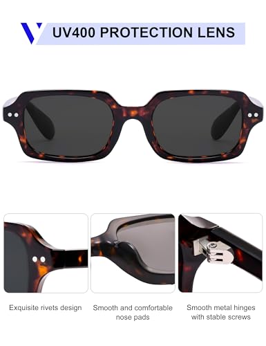 Image of VANLINKER Retro Small Square Sunglasses for Men Women Trendy 90s Rectangle Shades VL9879