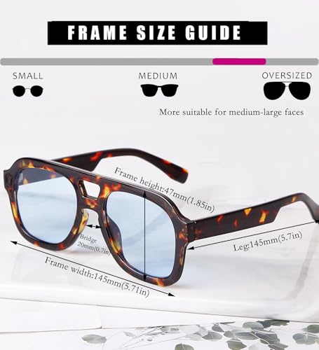SDINM Trendy Blue Aviator Sunglasses for Women Men Designer Hexagon Square Thick Frame Sun Glasses Tortoiseshell Shades4