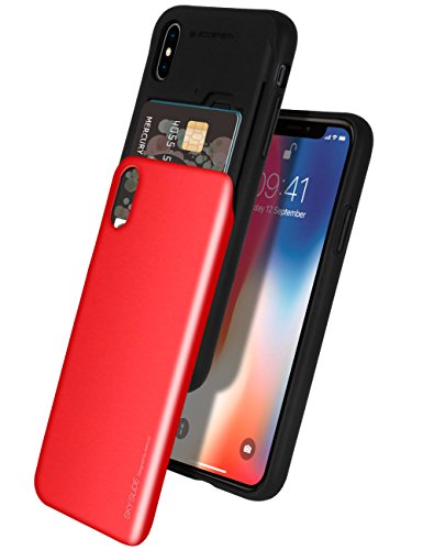 Iphone Xs Case, Iphone X Case [Sliding Card Holder] Goospery Protective Dual Layer Bumper [Tpu+Pc] Cover With Card Slot Wallet For Apple Iphone Xs/X - Red #TOP16