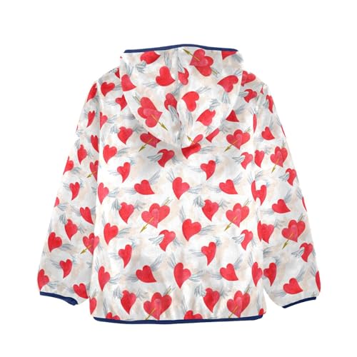 Hand Drawn with Hearts Girls Fleece Jacket Girls Fall Jacket Girls Zip Up Hoodie Girls Sherpa Jacket 2-10T2